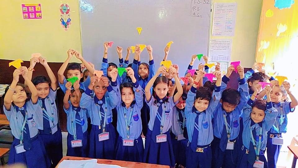 Students of S. M. International School in classroom
